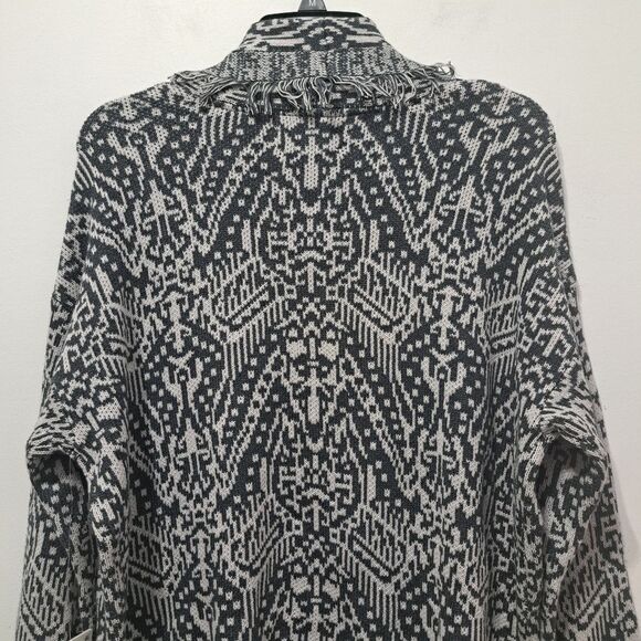 Lucky Brand Shawl Collar Western Boho Open Front Cardigan Small Gray Multi NWT - Picture 13 of 14